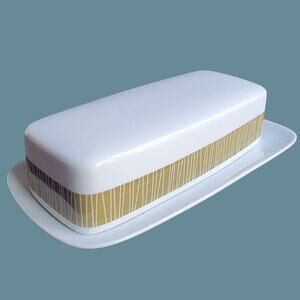 Vintage 1960s Mikasa Olive Green "Accent Contour 5584" Butter Dish